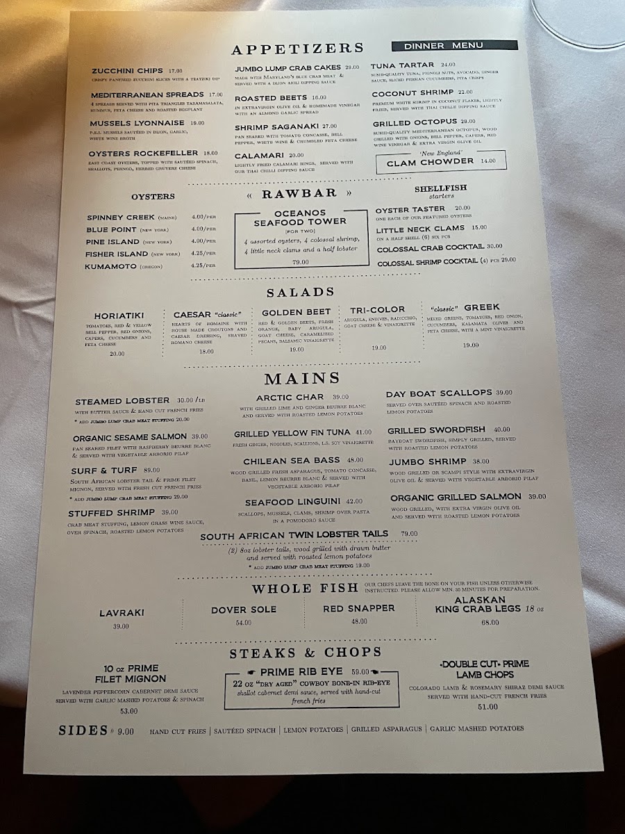 Menu Oceanos Oyster Bar & Sea Grill-10