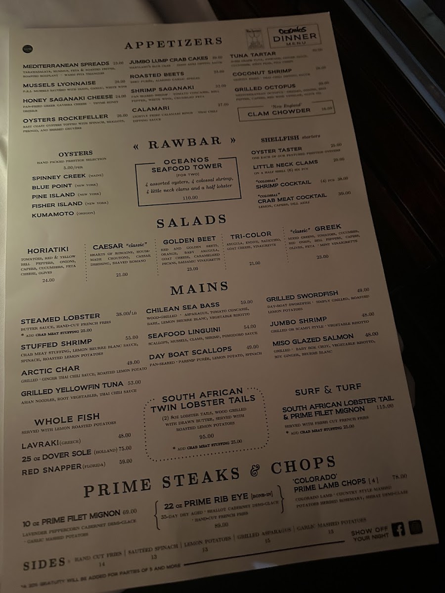 Menu Oceanos Oyster Bar & Sea Grill-2