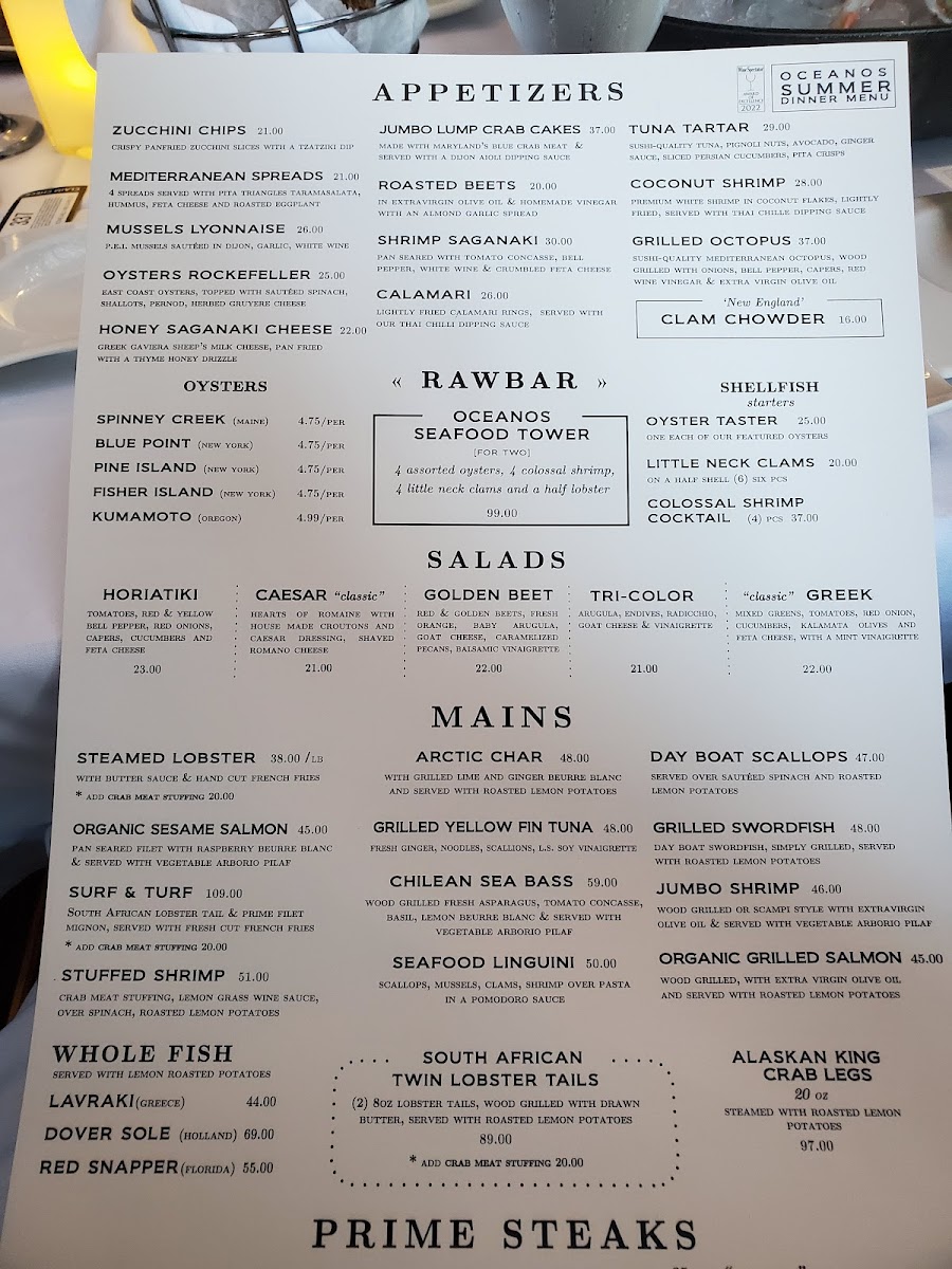 Menu Oceanos Oyster Bar & Sea Grill-5