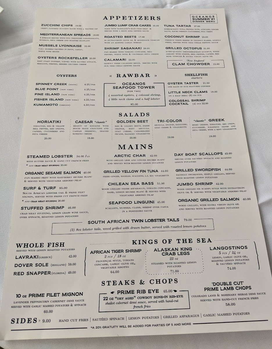 Menu Oceanos Oyster Bar & Sea Grill-7