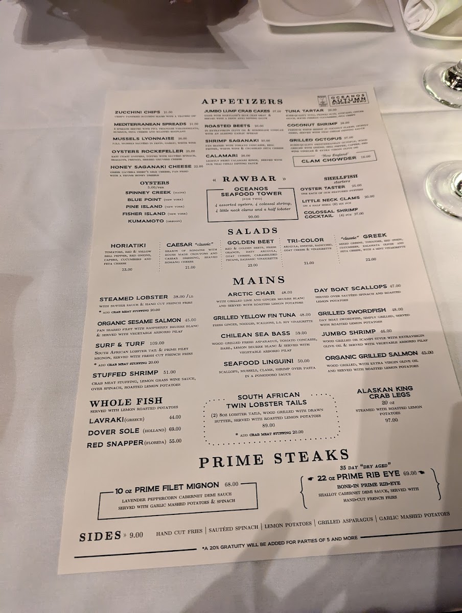 Menu Oceanos Oyster Bar & Sea Grill-8